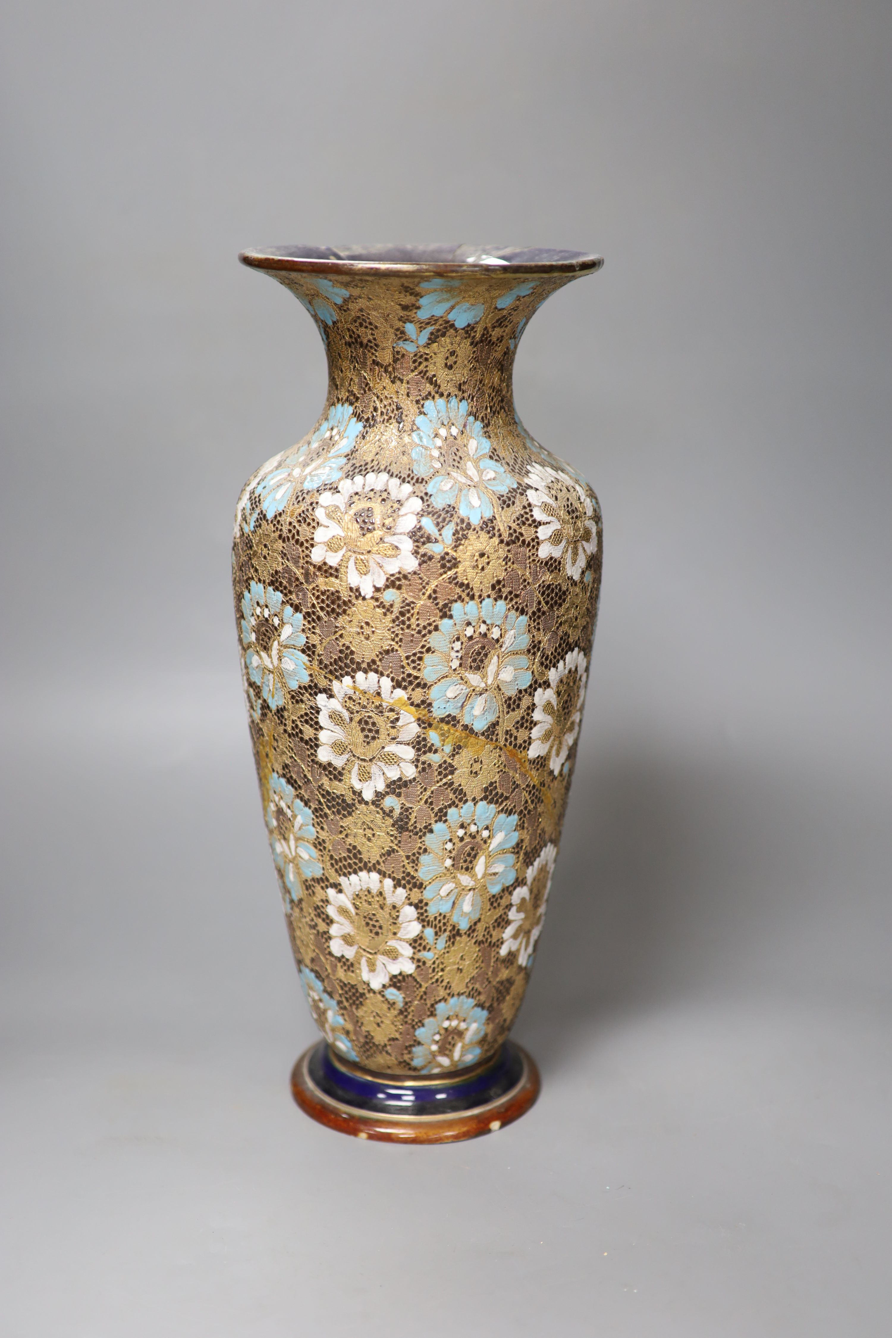 A large Doulton Slaters Patent vase, height 40cm (a.f.)